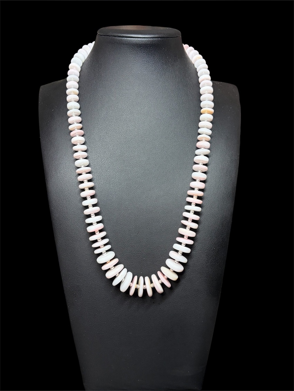 Pink Conch & Sterling Silver Beaded Statement Necklace